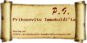 Prikosovits Immakuláta névjegykártya